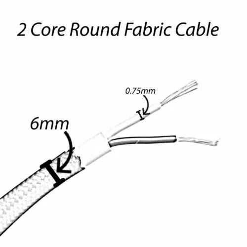 10m Round Light Green Fabric Cable 2 Core Electric Lighting Cable Flex~4723