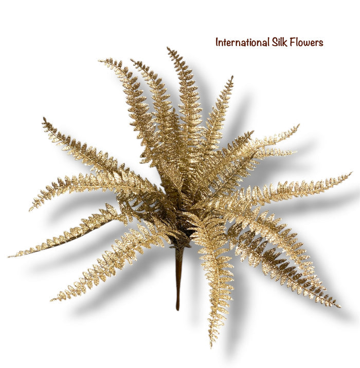 17'' Glitter Fern Bush ( 195270-Champagne )