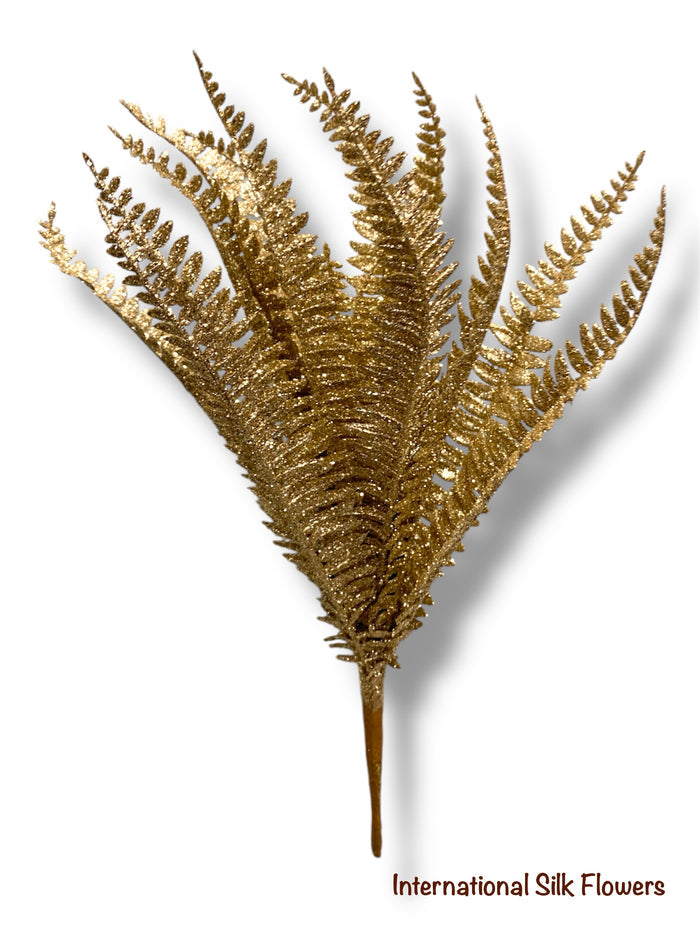17'' Glitter Fern Bush ( 195270-Champagne )