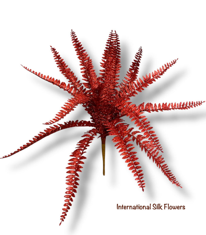 17'' Glitter Fern Bush ( 195270-Red )
