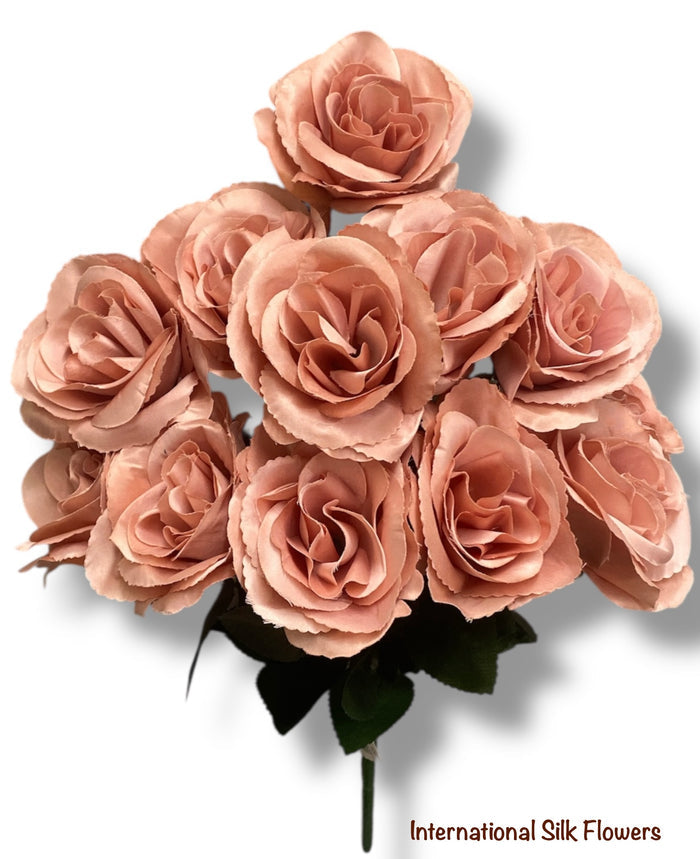17" Satin Open Rose Bush ( INT398-#47 Dusty Rose )