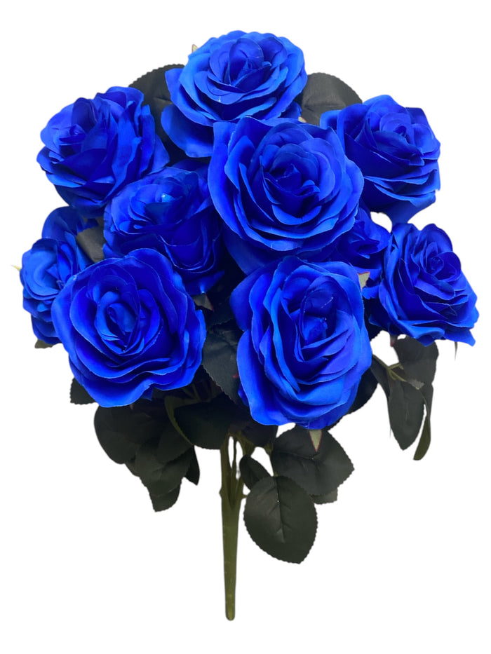 18" Silk Open Rose Bush ( B1024N-#12 Royal Blue ) AN10004
