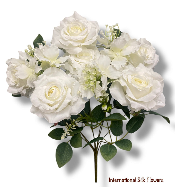 19'' Rose/Hydrangea Bush ( INT5503-Cream )