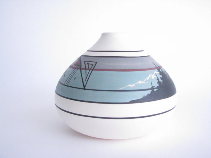 edgebrookhouse - 1980s Native American Navajo Etched Pottery Vase by Janet Dine