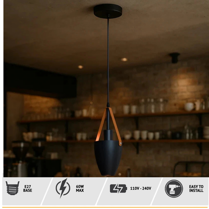 2-Pack Vintage Black Pendant Ceiling Light E27 Metal~4352