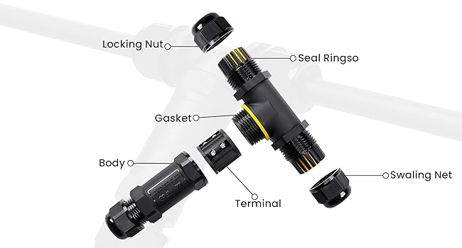 3 way Waterproof Junction Box Electrical T Connector~6414