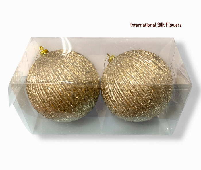 5.9'' Glitter Beaded Ball Ornament ( 206640- Champagne )