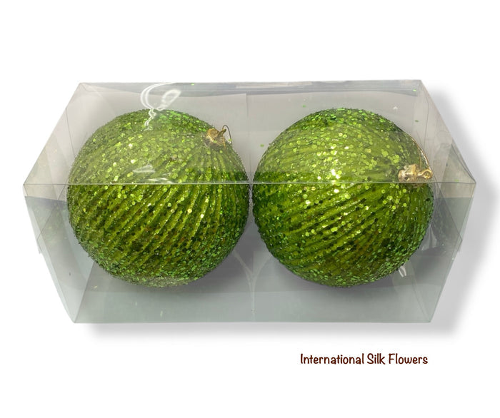 5.9'' Glitter Beaded Ball Ornament ( 206640-Green )