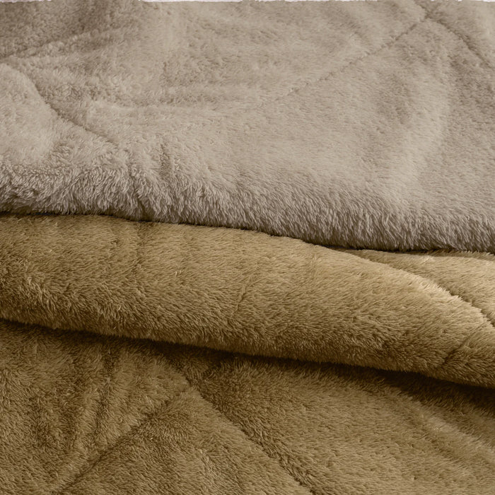 AMBER TAUPE AND BEIGE BLANKET WITH SHERPA SOFTY THICK AND WARM KING SIZE MADE IN MEXICO