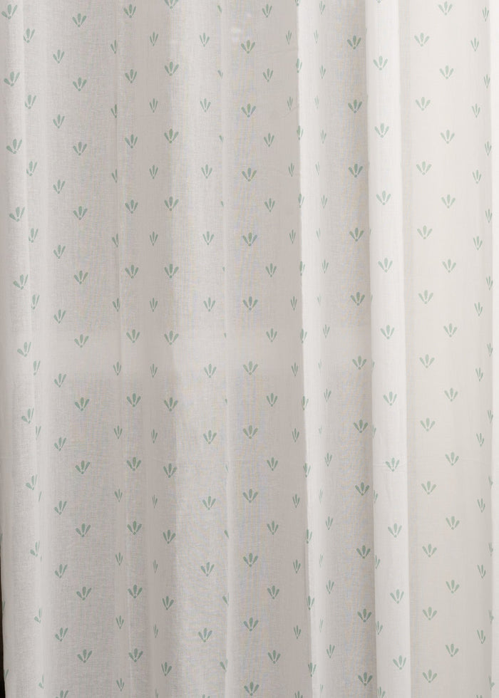 Aniseed printed sheer Fabric - Nile Blue