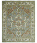 Antique Style Traditional Heriz Gray, Ivory, Peach and Olive Hand Knotted Multi Size wool Area Rug - The Rug Decor