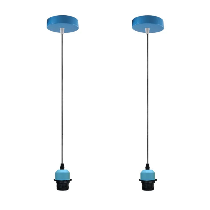 Blue Adjustable Ceiling 2 pcs E27 Pendant Light Holder ~4226