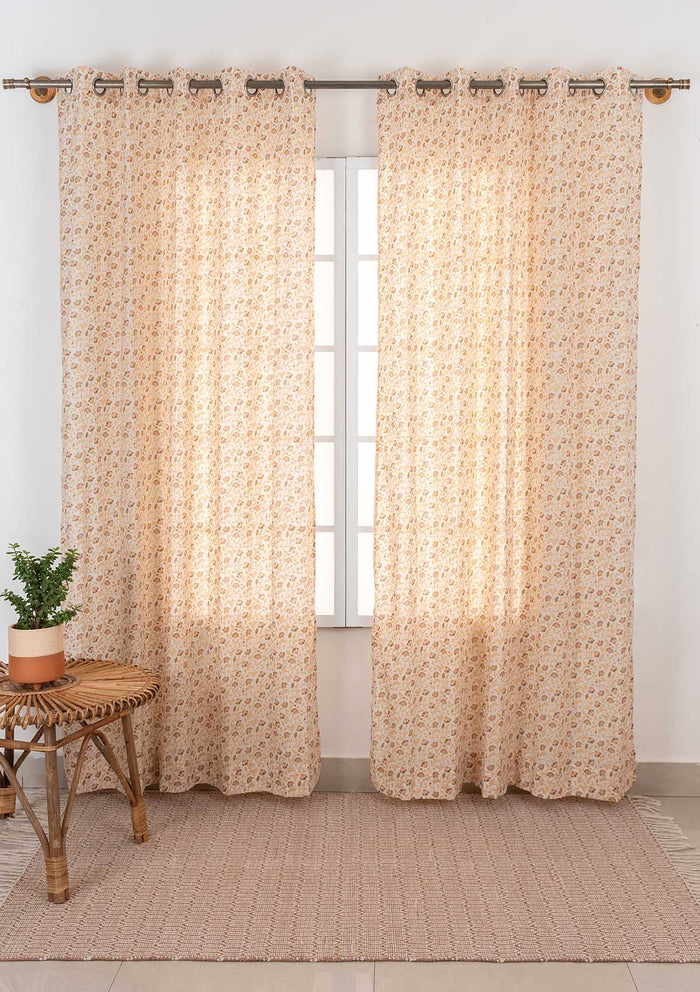 Calico Printed Sheer Fabric - Amber