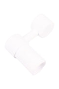 White ceramic sidecar nail with female dual-size fitting for 14 mm and 18 mm male rigs; domeless cup for concentrate dabs.