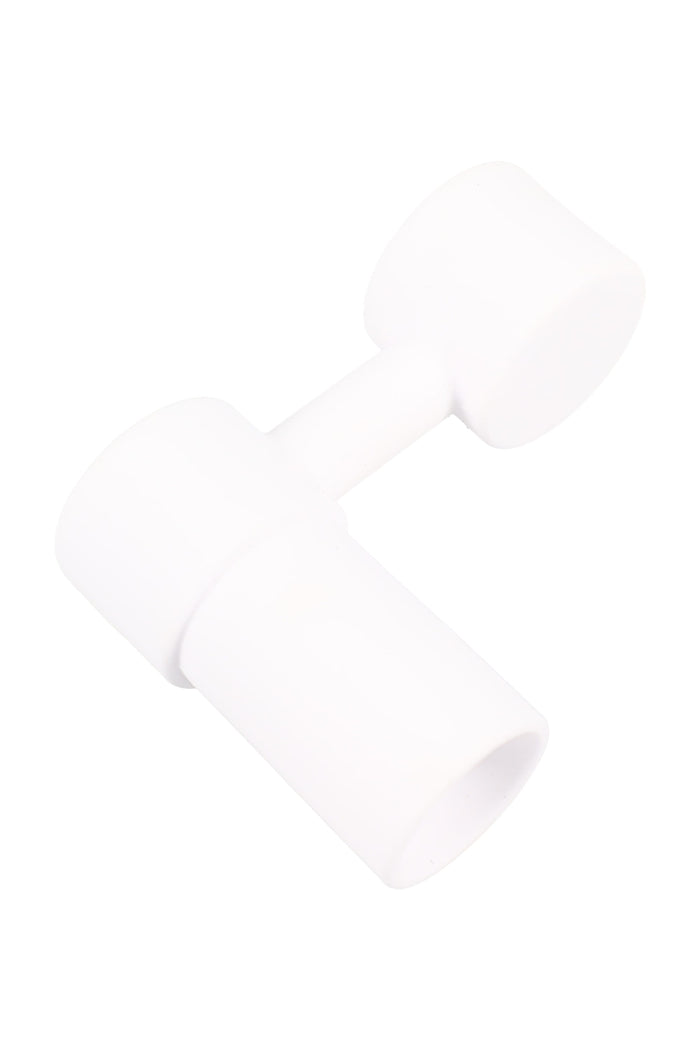 White ceramic sidecar nail with female dual-size fitting for 14 mm and 18 mm male rigs; domeless cup for concentrate dabs.