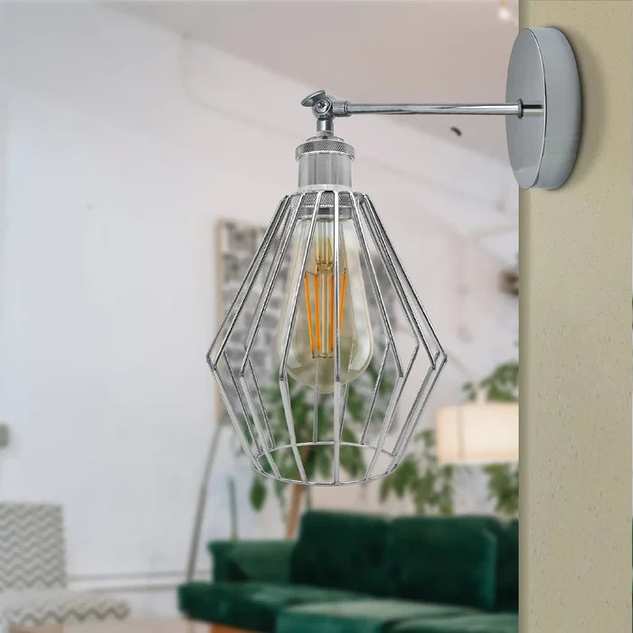 Chrome Wall Light Fixture,Electroplating Wall Sconce E27 Socket,Diamond Shape~4183