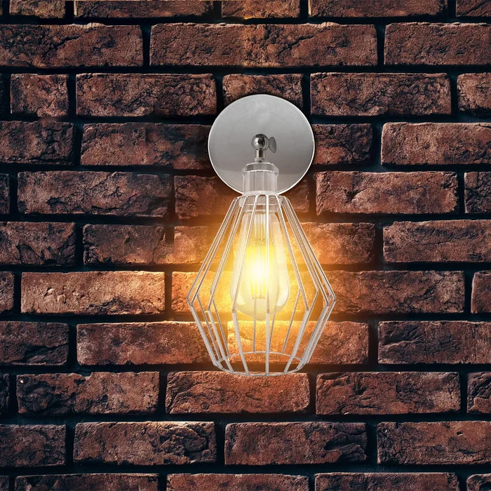 Chrome Wall Light Fixture,Electroplating Wall Sconce E27 Socket,Diamond Shape~4183