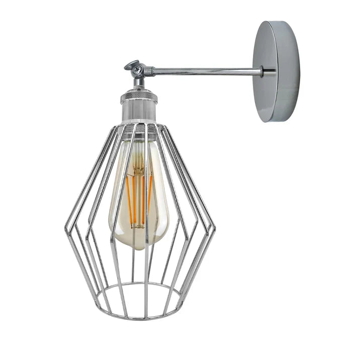 Chrome Wall Light Fixture,Electroplating Wall Sconce E27 Socket,Diamond Shape~4183