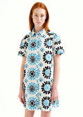Compañía Fantástica - Geometric Print Mini Dress - Black/White/Sky Blue-Compañía Fantástica-treehaus
