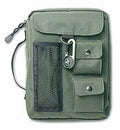 Compass Bible Cover, Zippered, with Handle, Olive canvas: Medium size