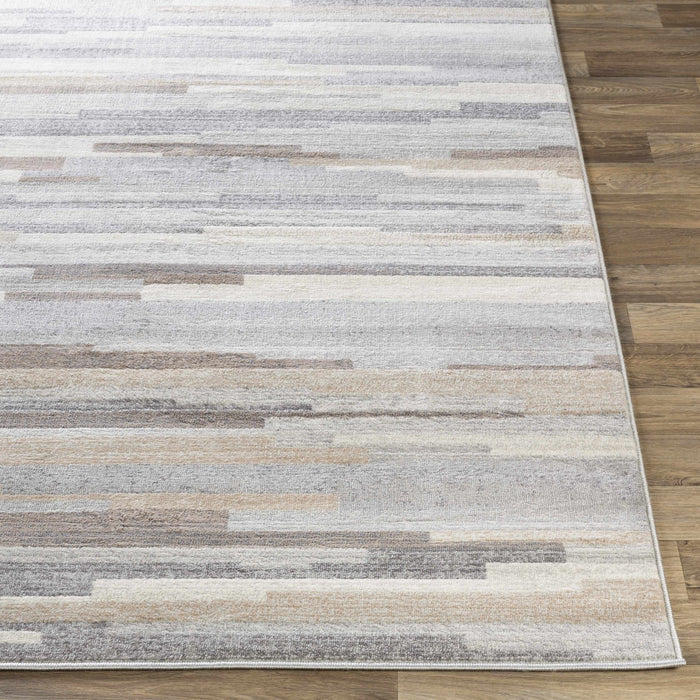 Contemporary Abstract Gray, Brown, Beige, Camel and White Medium Pile Area Rug - The Rug Decor
