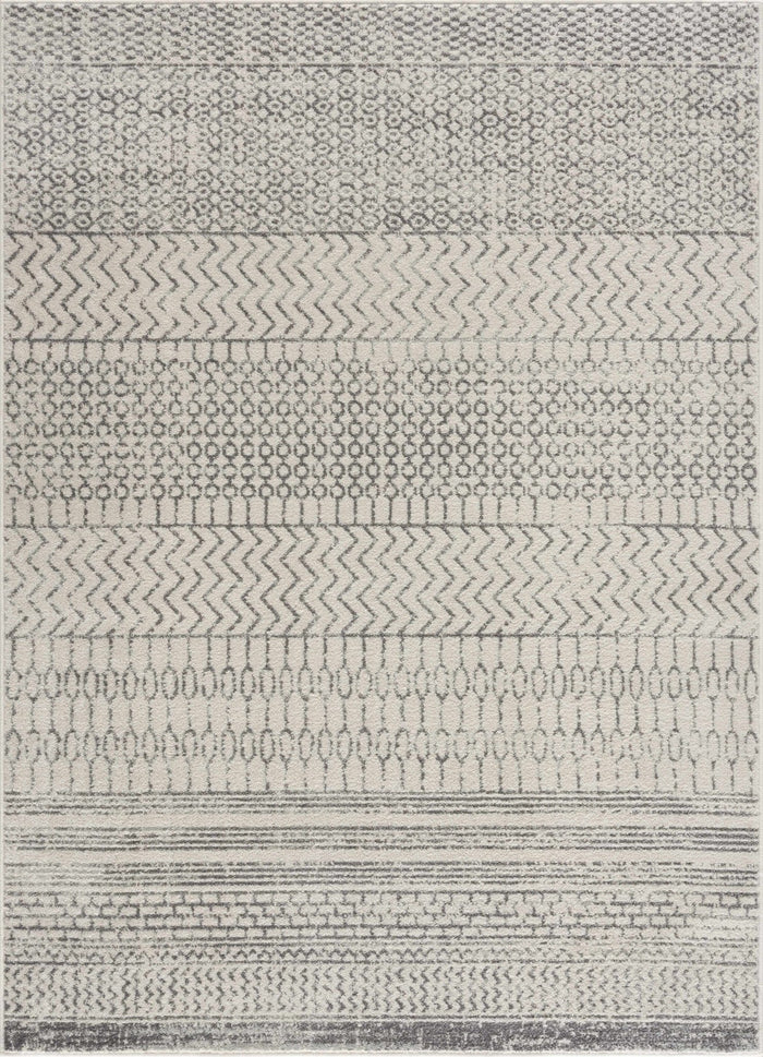 Contemporary Gray and Ivory Tribal Design Low Pile Indoor Area Rug - The Rug Decor