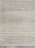 Contemporary Gray and Ivory Tribal Design Low Pile Indoor Area Rug - The Rug Decor