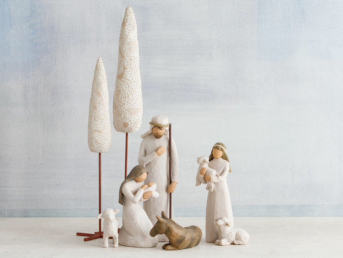 CYPRESS TREES FIGURE SCULPTURE HAND PAINTING WILLOW TREE BY SUSAN LORDI  SET TWO