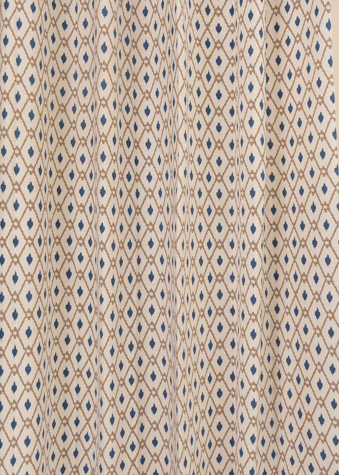 Diamond Yard printed cotton Fabric - White-Blue