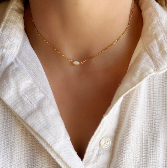 East West Pear Opal Necklace