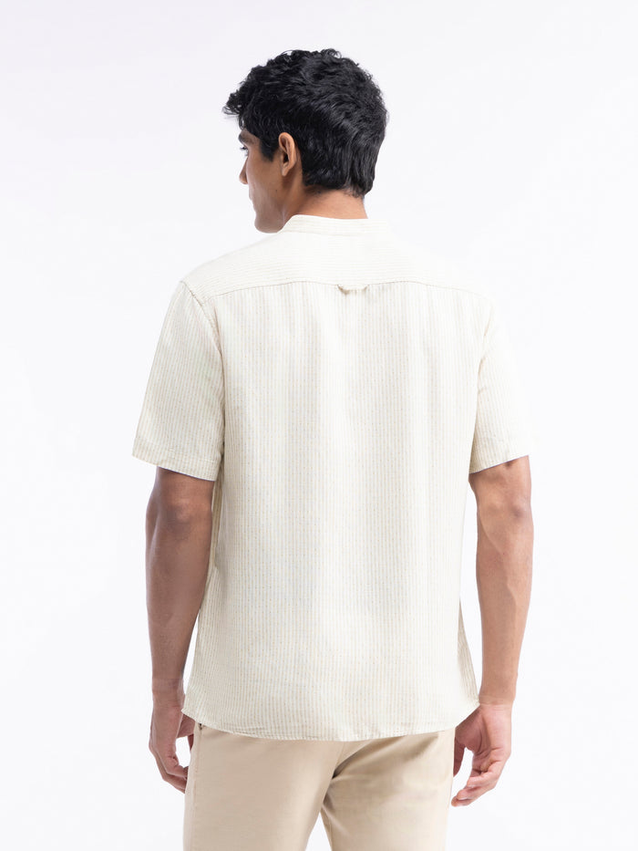 Ecru Printed Regular Fit Shirt - Ecru t4option_0