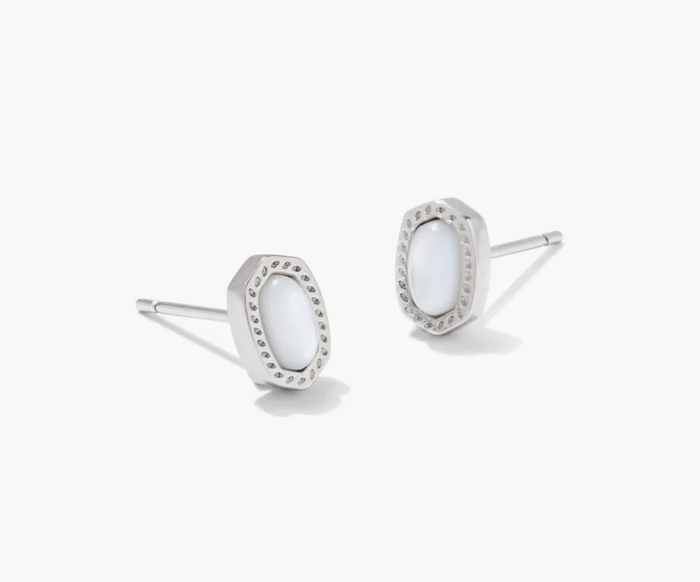 Ellie Mini Rhod Ivory Mop Stud Earrings Kendra Scott
