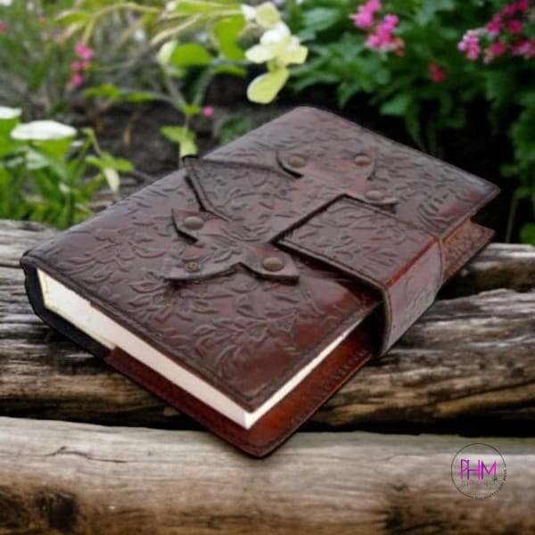 Embossed Leather Strap Journal - journal
