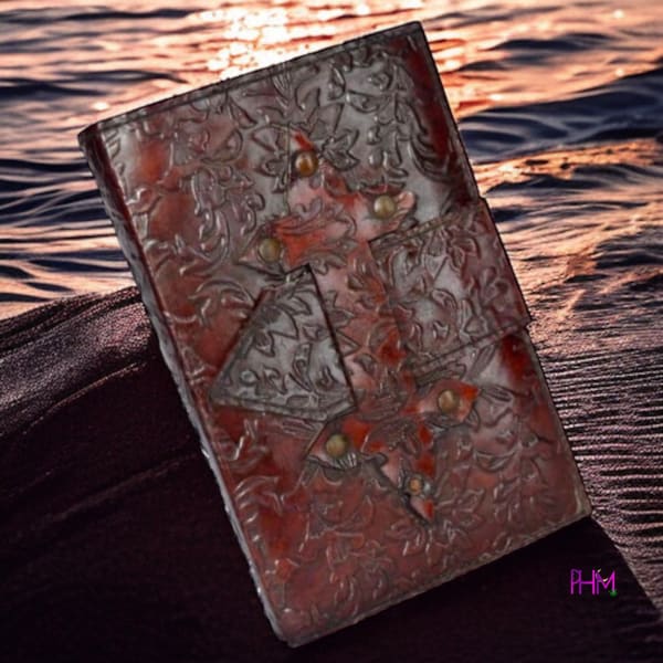 Embossed Leather Strap Journal - journal