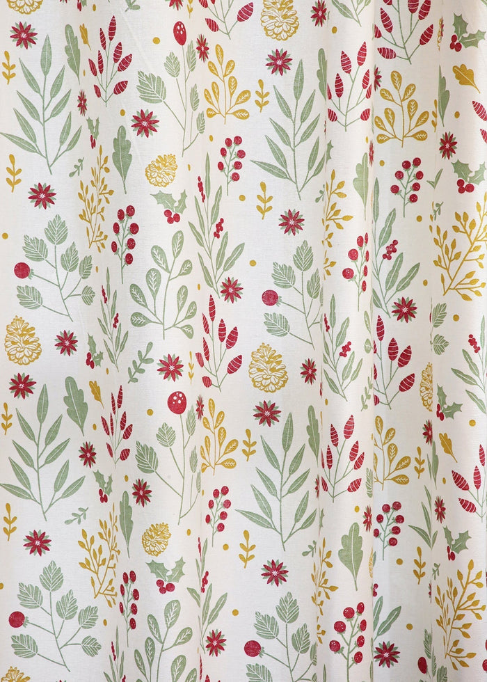 Foraged Berries 100% cotton floral curtain for living room - Light Reduction - Multicolor - Single Piece