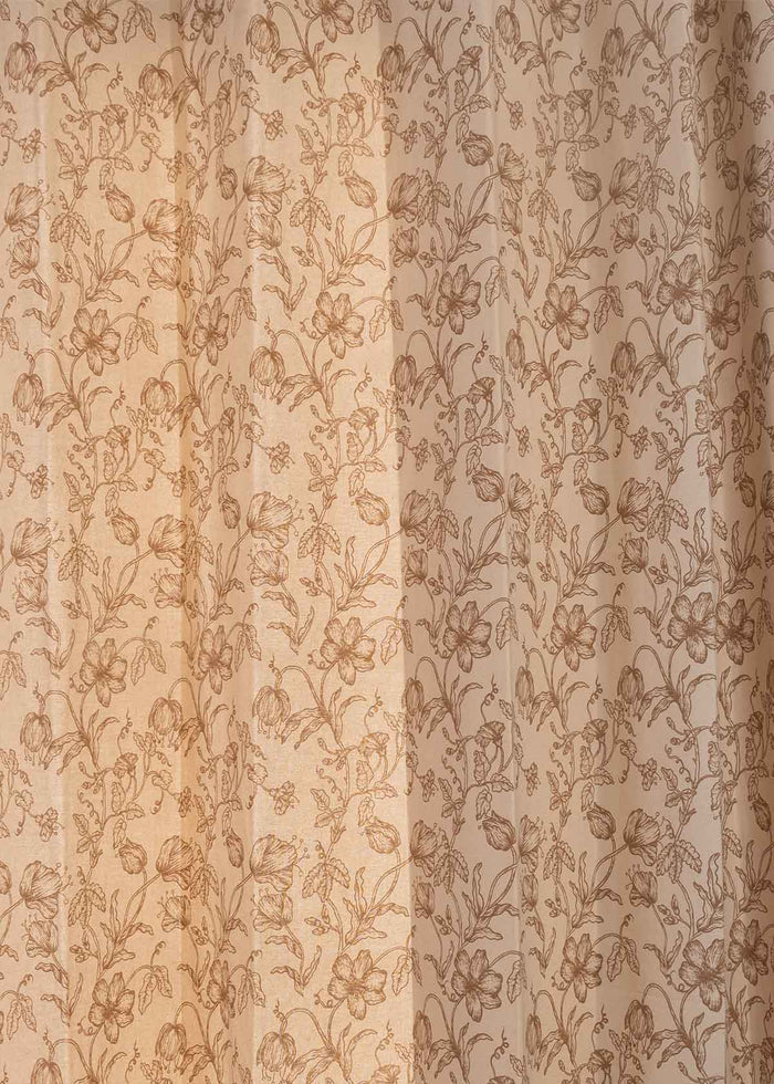 French Farmhouse 100% cotton floral curtain for living room - Room darkening - Beige - Single Piece