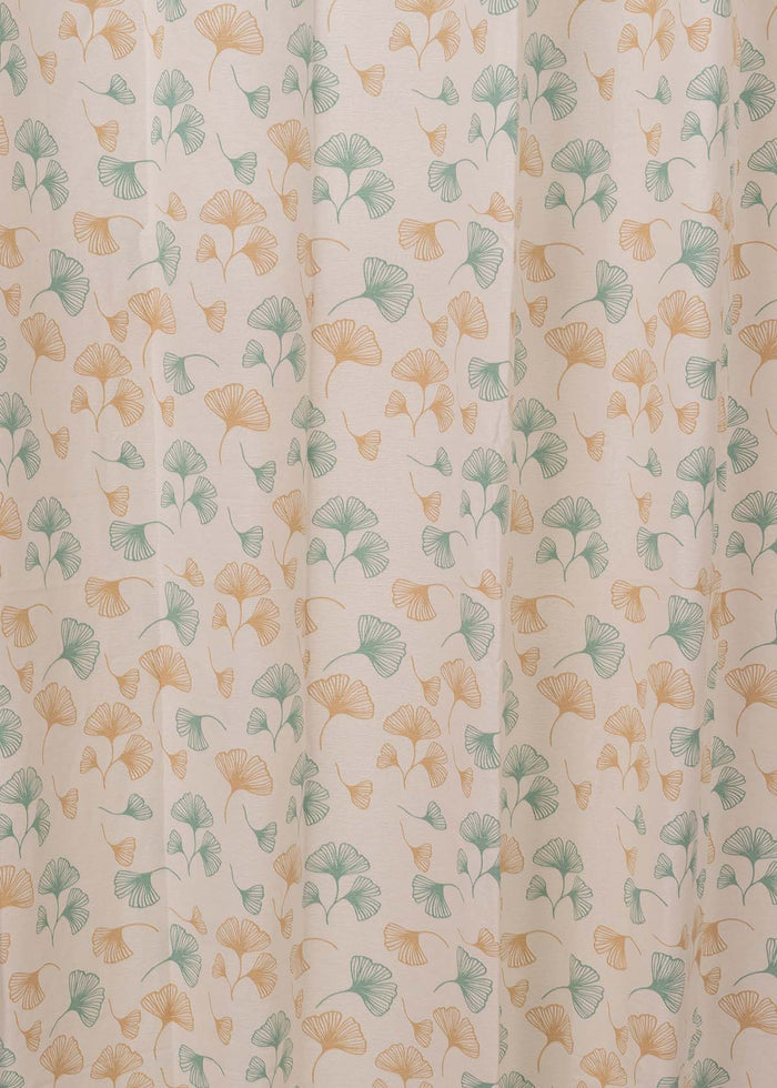 Gingko Nile Blue 100% cotton floral curtain for living room - Light Reduction - Single Piece