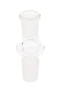 Clear glass step-down adapter with 18.8 mm male bottom and 14.5 mm female top joints for GoG water pipes and accessories.