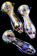 Gold Fumed Color Changing Metallic Dot Glass Pipe - P2633