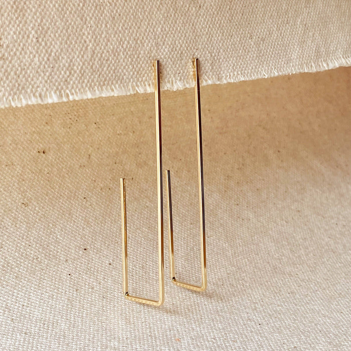 Gold Rectangle Shaped Earrings