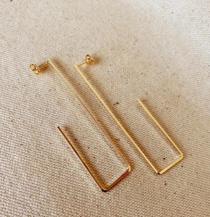 Gold Rectangle Shaped Earrings
