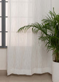 Grass Fields White 100% cotton sheer floral curtain for living room -  Light filtering - Single Piece