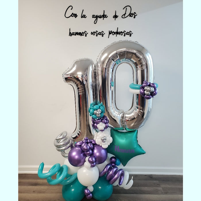 Green and Purple Balloon Bouquet