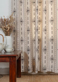 Gypsy 100% cotton geometric curtain for living room - Room darkening - Black - Single - Single Piece