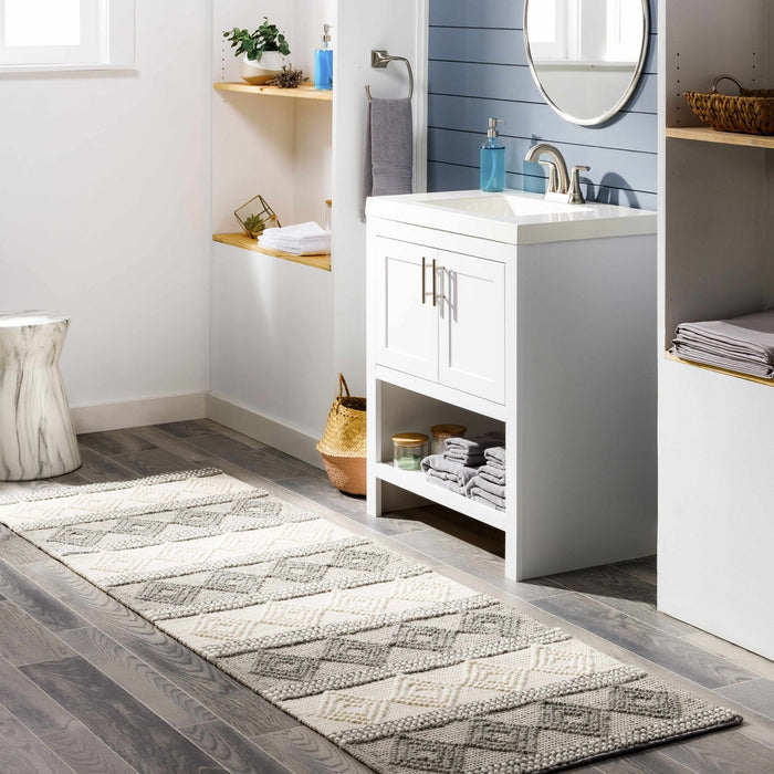 Hand Woven Contemporary Beige and Gray Bohemian Style Carved Design Wool Area Rug - The Rug Decor