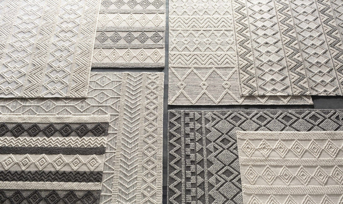 Hand Woven Contemporary Beige and Gray Bohemian Style Carved Design Wool Area Rug - The Rug Decor