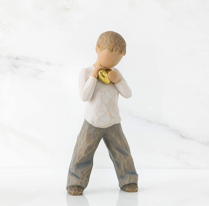 HEART OF GOLD FIGURE SCULPTURE HAND PAINTING WILLOW TREE BY SUSAN LORDI