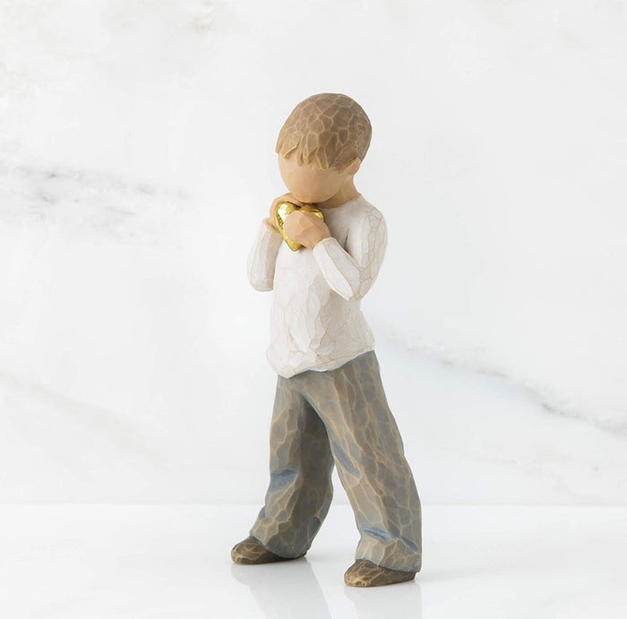 HEART OF GOLD FIGURE SCULPTURE HAND PAINTING WILLOW TREE BY SUSAN LORDI