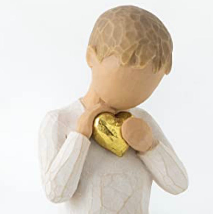 HEART OF GOLD FIGURE SCULPTURE HAND PAINTING WILLOW TREE BY SUSAN LORDI