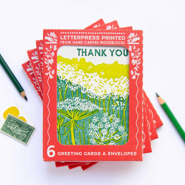 Heartell Press - Queen Anne's Lace Thank You Card -Boxed Set of 6-Heartell Press-treehaus